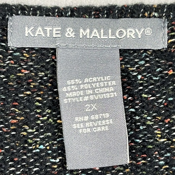 Kate & Mallory Womens Sweater Faux Wrap Size 2X Long Sleeve Multicolor - Picture 3 of 6